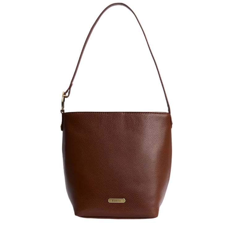 Barbour Ladies Cedar Leather Bucket Bag Brown John Norris