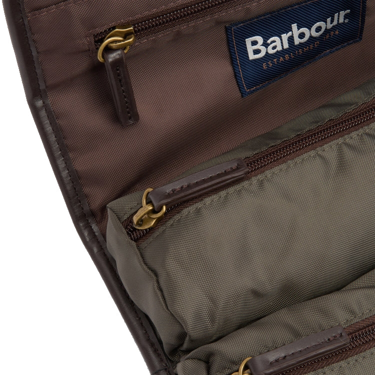 Barbour Wax Hanging Washbag - Olive/Beacon