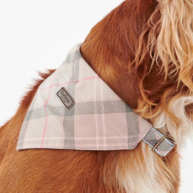 Barbour Tartan Dog Bandana - Taupe/Pink Tartan