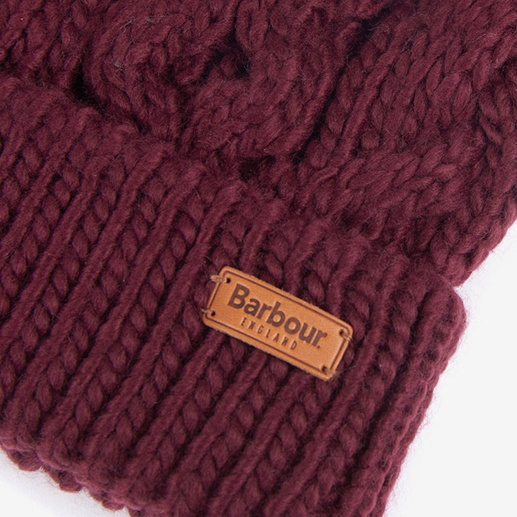 Barbour Ladies Penshaw Beanie Hat - Bordeaux
