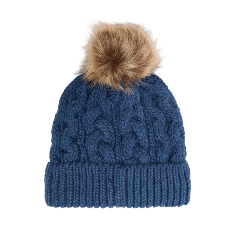 Barbour Ladies Penshaw Cable Beanie - Navy Peony