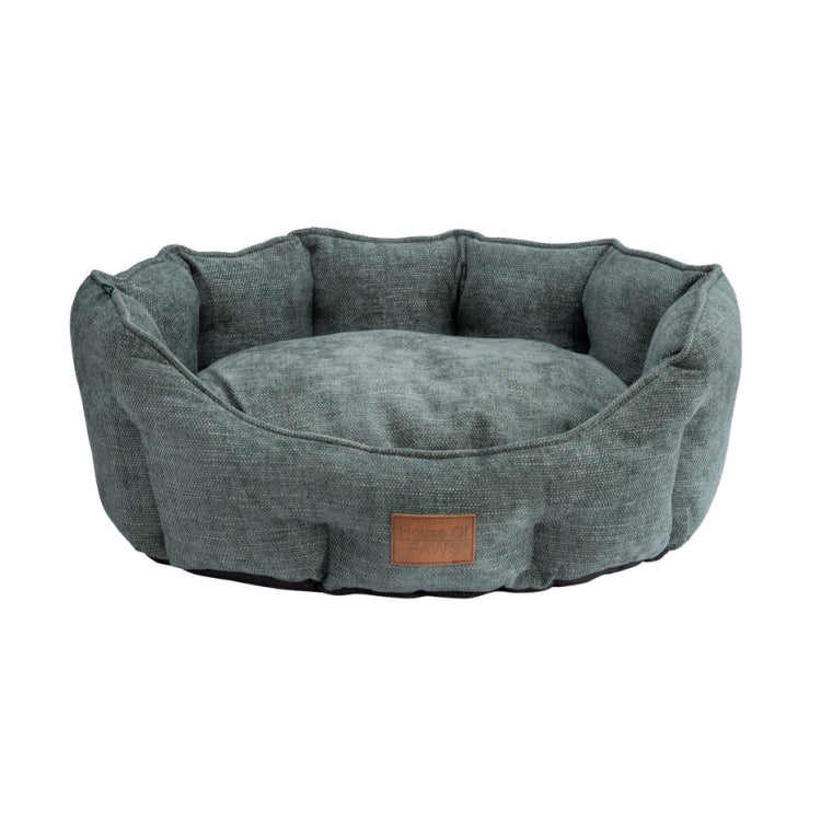 House of Paws Green Chenille Oval Nesting Dog Bed