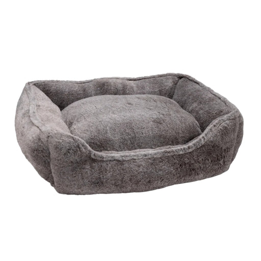 House of Paws Plush Square Snuggle Dog Bed - Grey