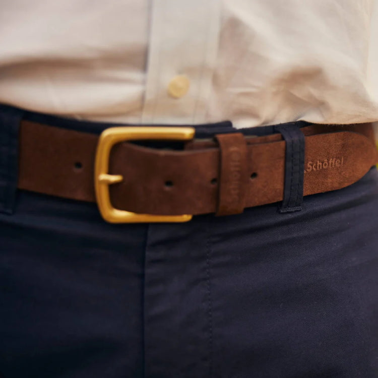 Schoffel Castleton Leather Belt - Chocolate Suede
