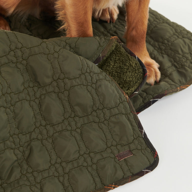 Barbour Dog Bone Quilted Dog Blanket - Dark Olive