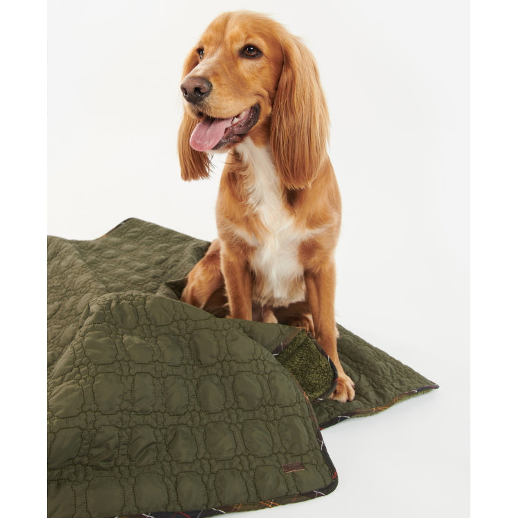 Barbour Dog Bone Quilted Dog Blanket - Dark Olive