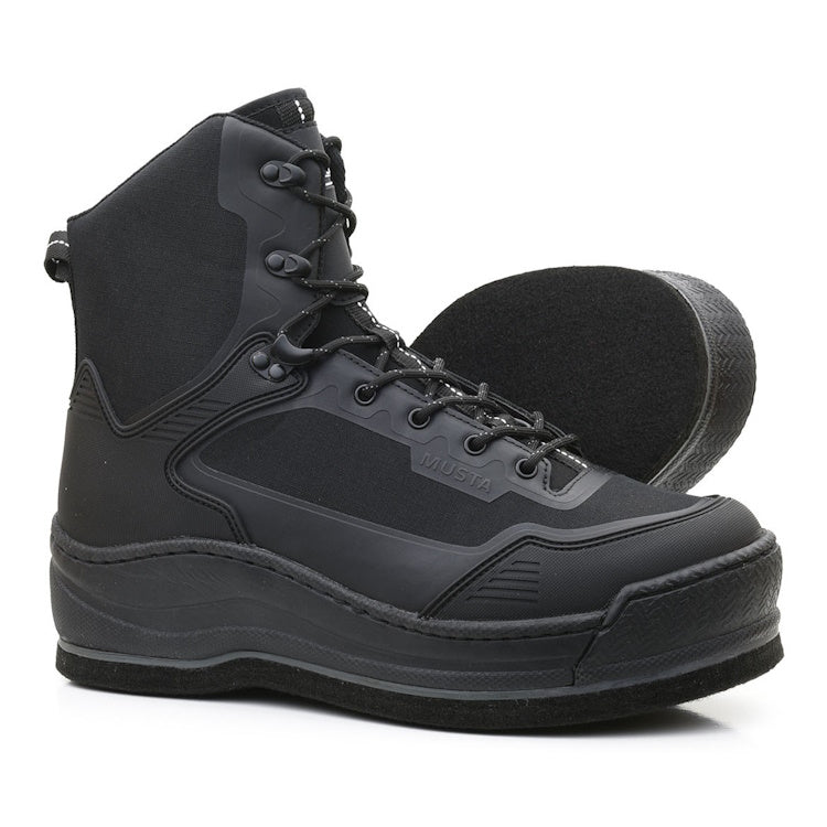 Vision Musta Felt Sole Wading Boots Black
