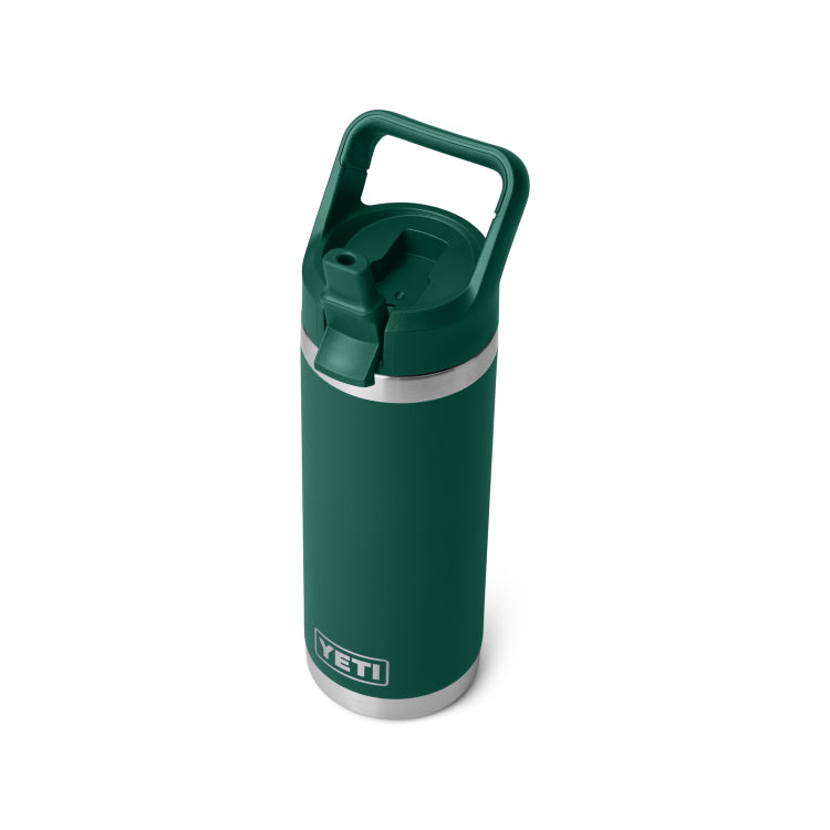 Yeti Rambler 18oz Insulated Bottle with Colour Matched Straw Cap - Black Forest Green