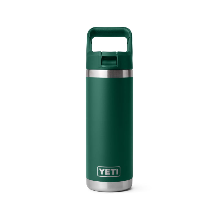 Yeti Rambler 18oz Insulated Bottle with Colour Matched Straw Cap - Black Forest Green