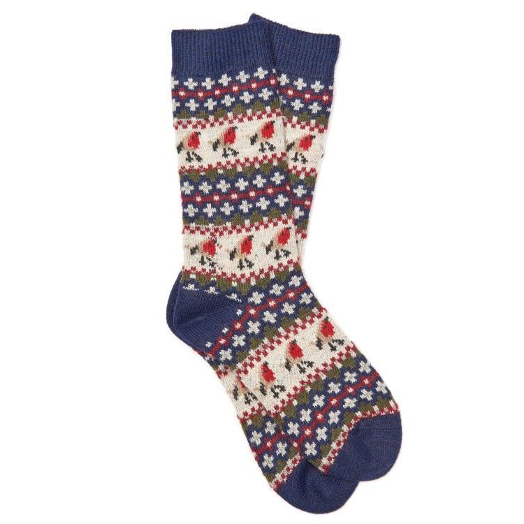 Barbour Ladies Robin Fairisle Socks - Navy