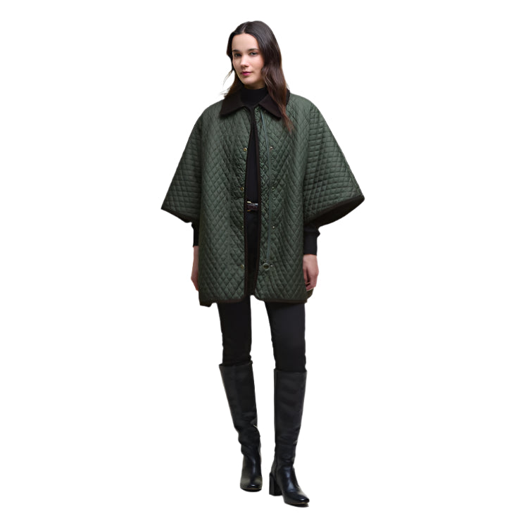 Barbour Ladies Oakham Quilted Cape - Olive