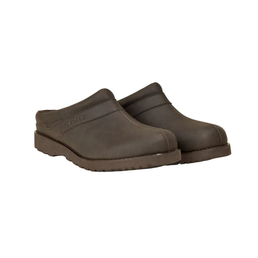 Aigle Basilo Ultra-Light Leather Clogs - Dark Brown