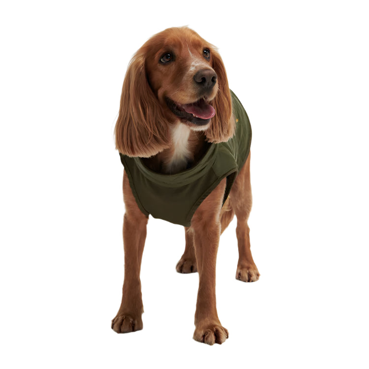 Barbour Reversible Quilt/Borg Fleece Dog Coat - Olive/Brown