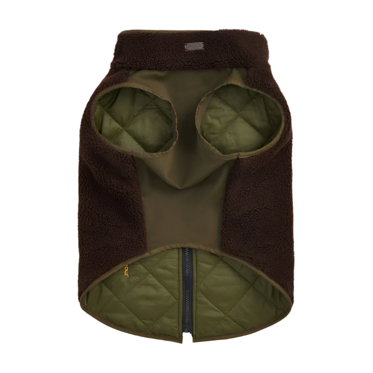 Barbour Reversible Quilt/Borg Fleece Dog Coat - Olive/Brown