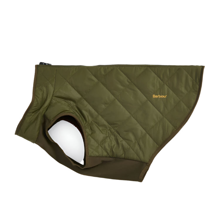 Barbour Reversible Quilt/Borg Fleece Dog Coat - Olive/Brown