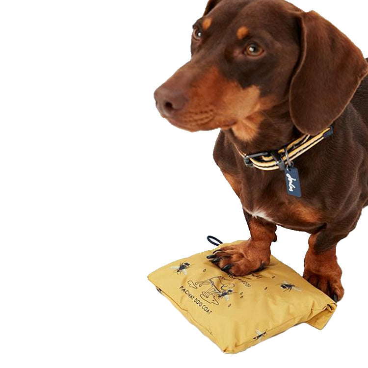 Joules Golightly Packaway Dog Jacket - Bee Print
