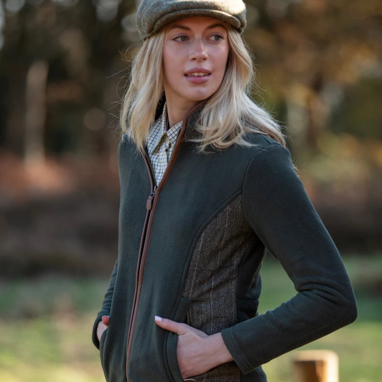 Gunner and Hound Ladies Long-Sleeved Tweed Fleece - Forest Green