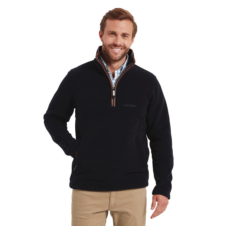 Orvis Classics Heavy Knit Sherpa Quarter-Zip Pullover Mens Large EUC Navy Blue