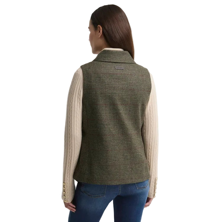Barbour Ladies Joyce Wool Gilet - Olive/Prince Of Wales Check