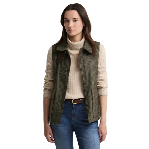 Barbour Ladies Joyce Wool Gilet - Olive/Prince Of Wales Check