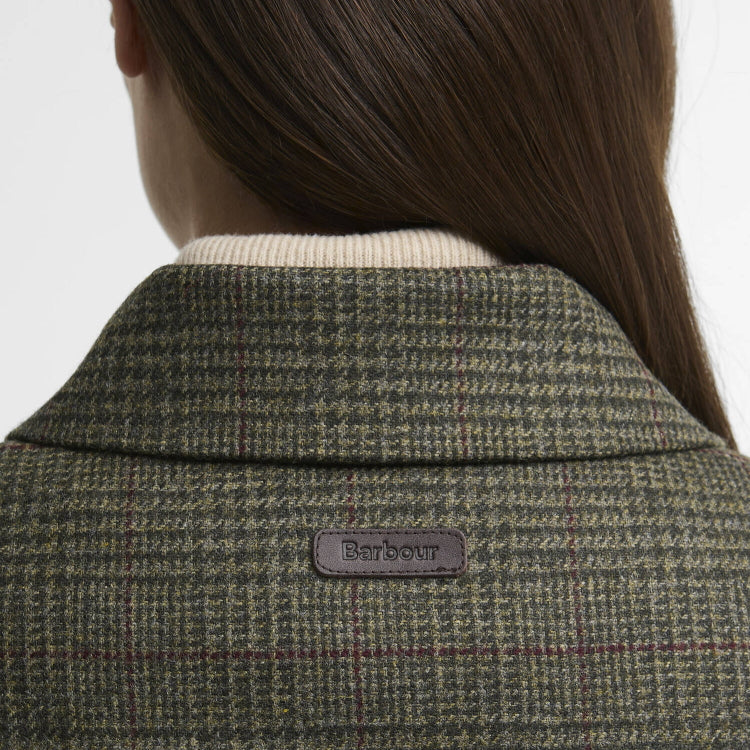 Barbour Ladies Joyce Wool Gilet - Olive/Prince Of Wales Check