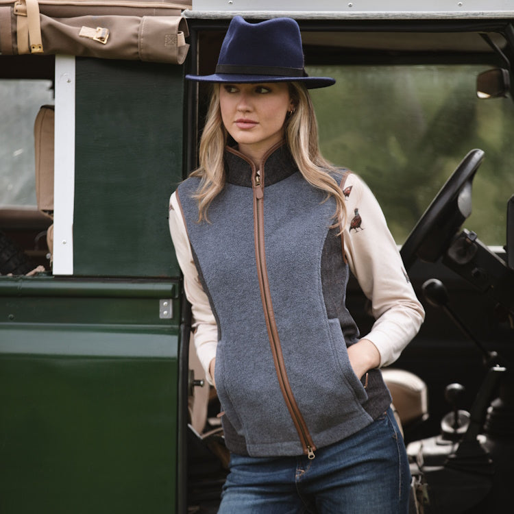 Gunner and Hound Ladies Tweed Incorporated Gilet - Slate Grey
