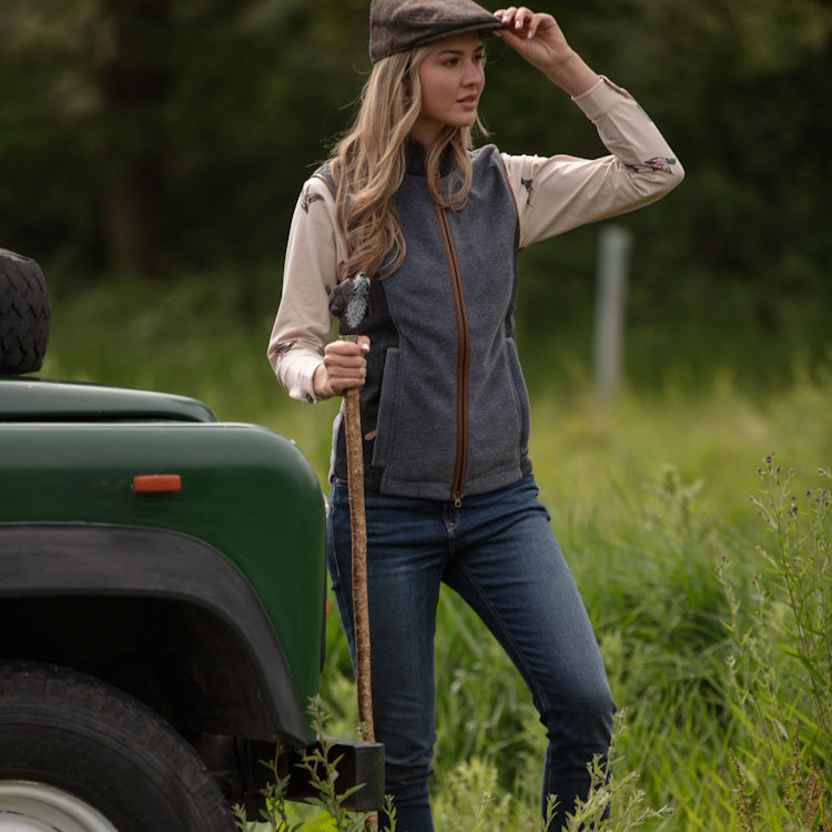 Gunner and Hound Ladies Tweed Incorporated Gilet - Slate Grey