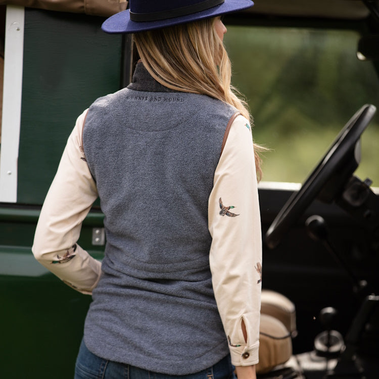 Gunner and Hound Ladies Tweed Incorporated Gilet - Slate Grey