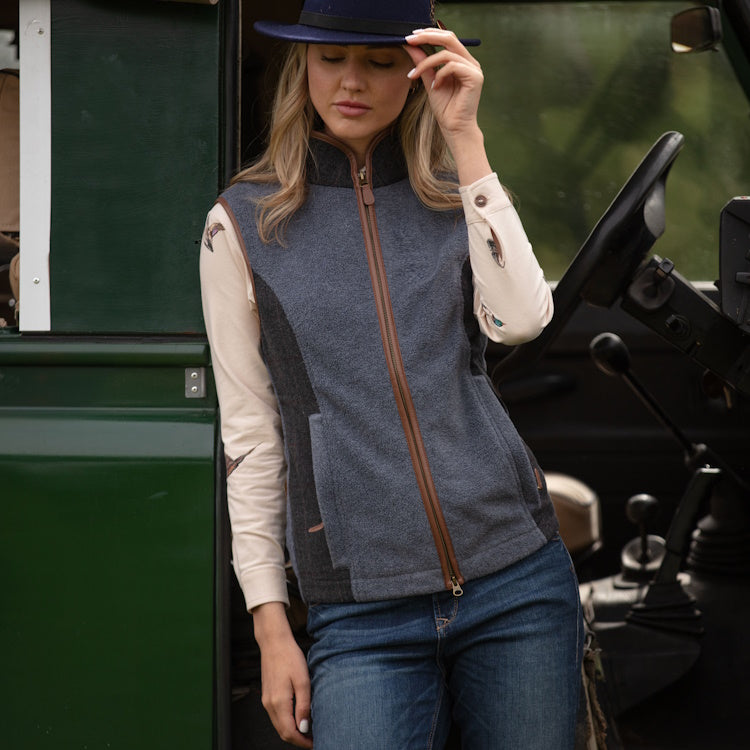 Gunner and Hound Ladies Tweed Incorporated Gilet - Slate Grey