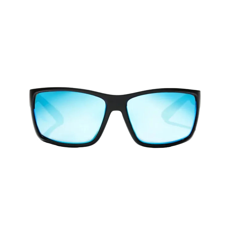Bajio Bales Beach Sunglasses - Black Matte Frame - Blue Mirror Glass Lens