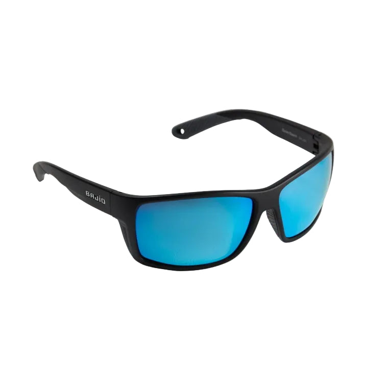 Bajio Bales Beach Sunglasses - Black Matte Frame - Blue Mirror Glass Lens