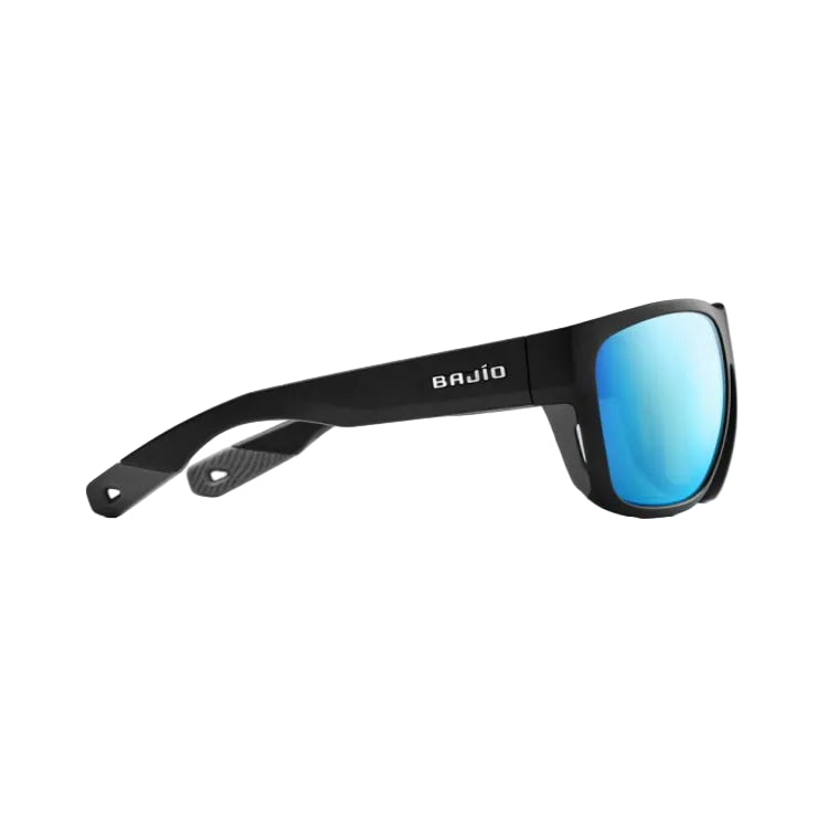 Bajio Las Roca Sunglasses - Black Matte Frame - Blue Mirror Glass Lens
