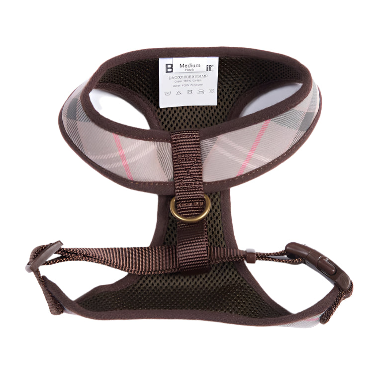 Barbour Tartan Dog Harness - Taupe/Pink