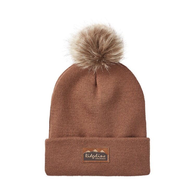 Ridgeline Heritage Fine Knit Bobble Hat - Nutmeg