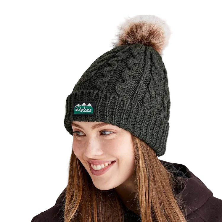 Ridgeline Nordic Fleck Bobble Hat - Deep Forest