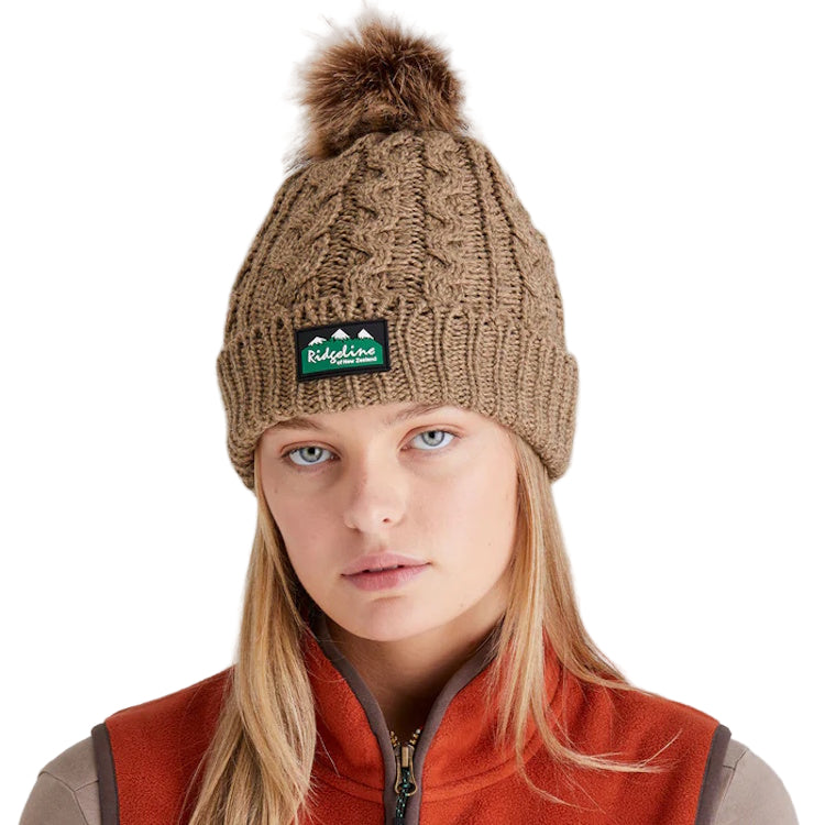 Ridgeline Nordic Fleck Bobble Hat - Teak