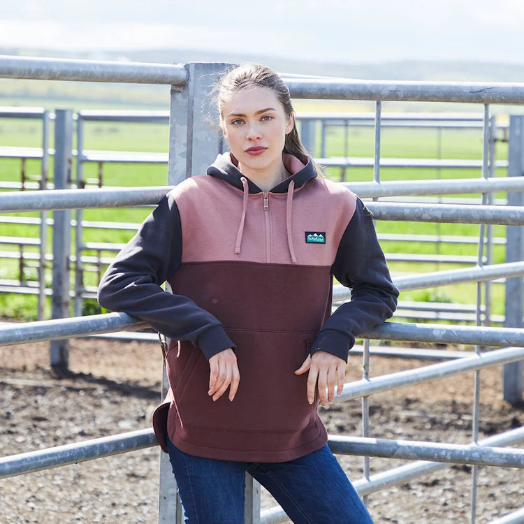 Ridgeline Ladies Tribe Hoodie - Oxblood Tri Colour
