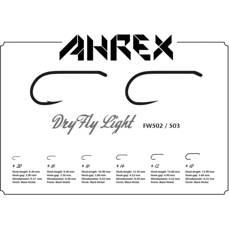 Ahrex FW503 Dry Fly Light Barbless Hooks