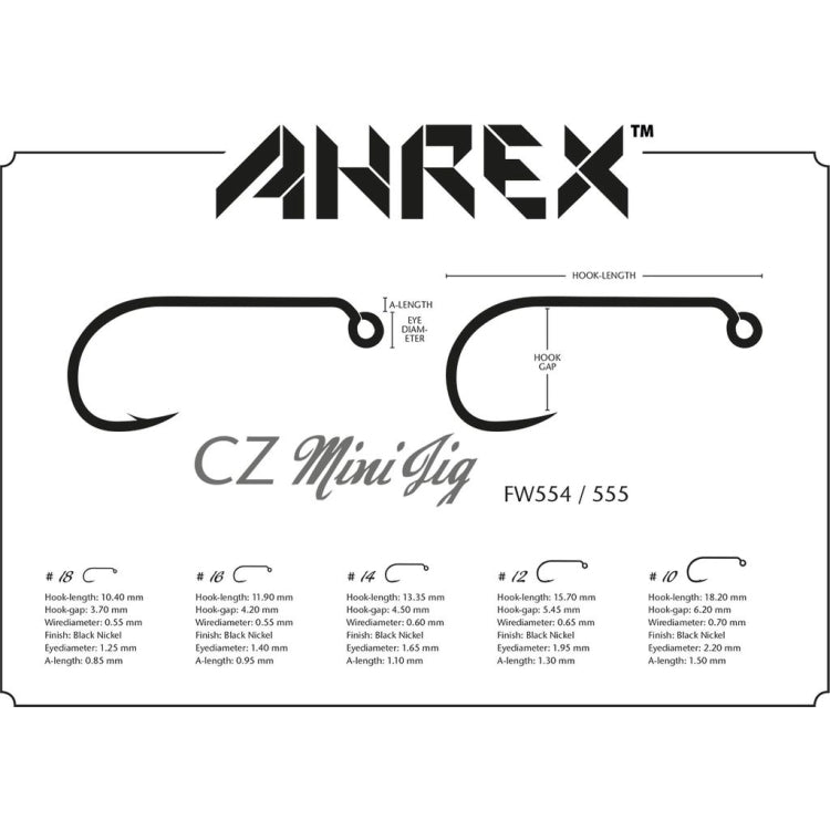 Ahrex FW554 CZ Mini Jig Barbed Hooks - Black Nickel