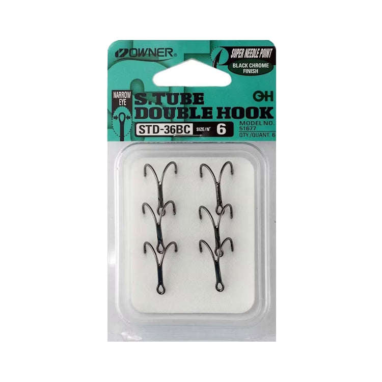 Owner Salmo Tube Double Hooks - Black Chrome