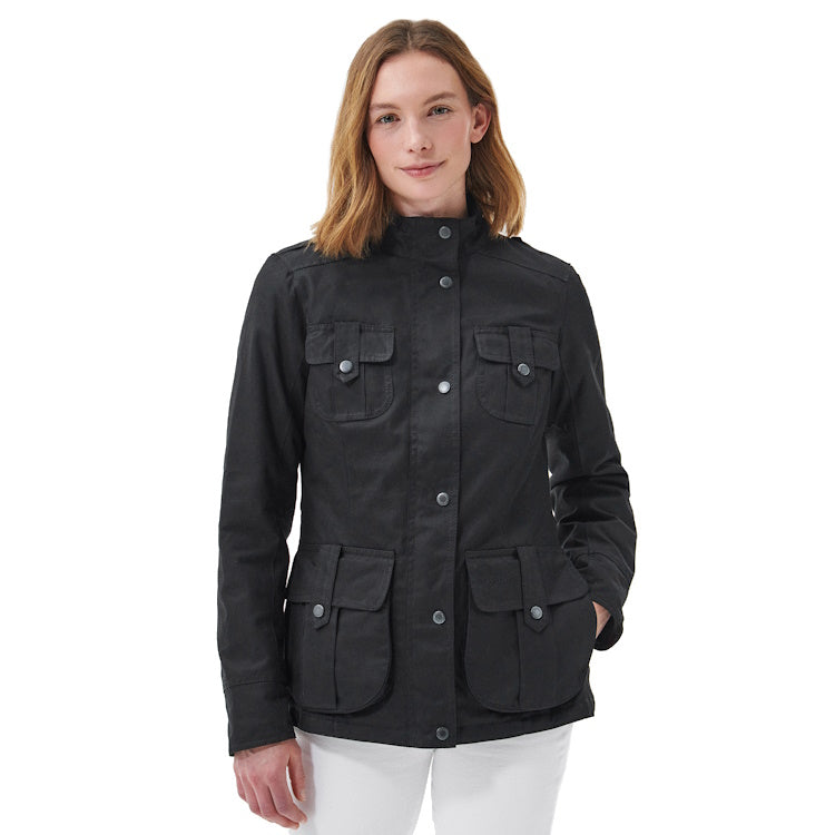 Barbour Ladies Winter Defence Wax Jacket - Black/Classic