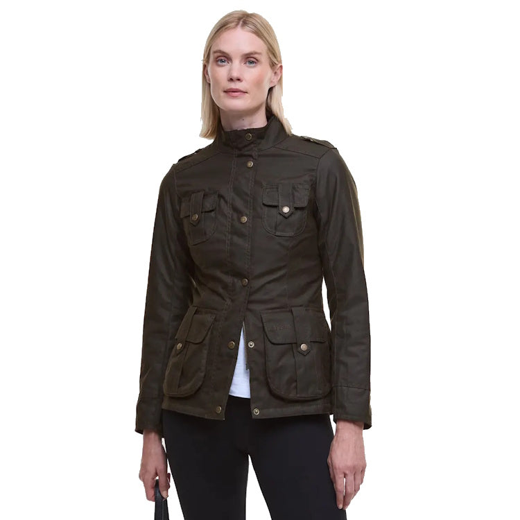 Barbour Ladies Winter Defence Wax Jacket - Olive/Classic