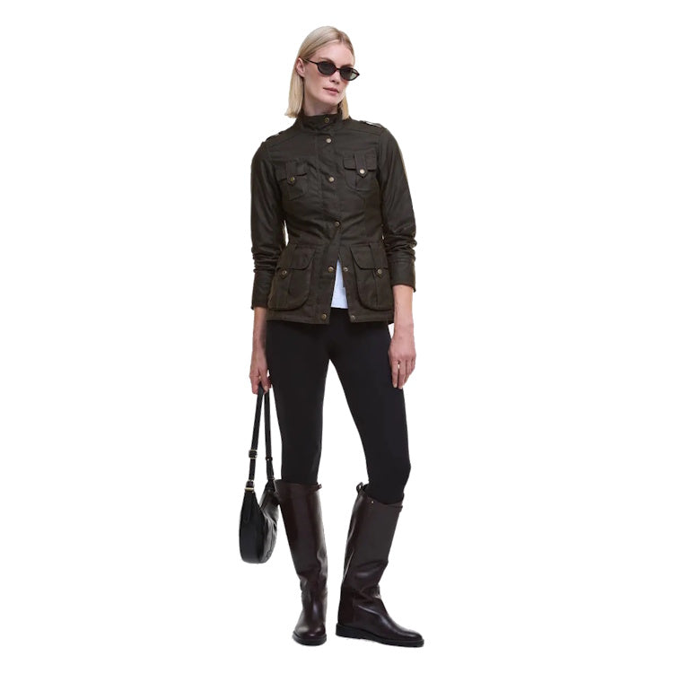 Barbour Ladies Winter Defence Wax Jacket - Olive/Classic