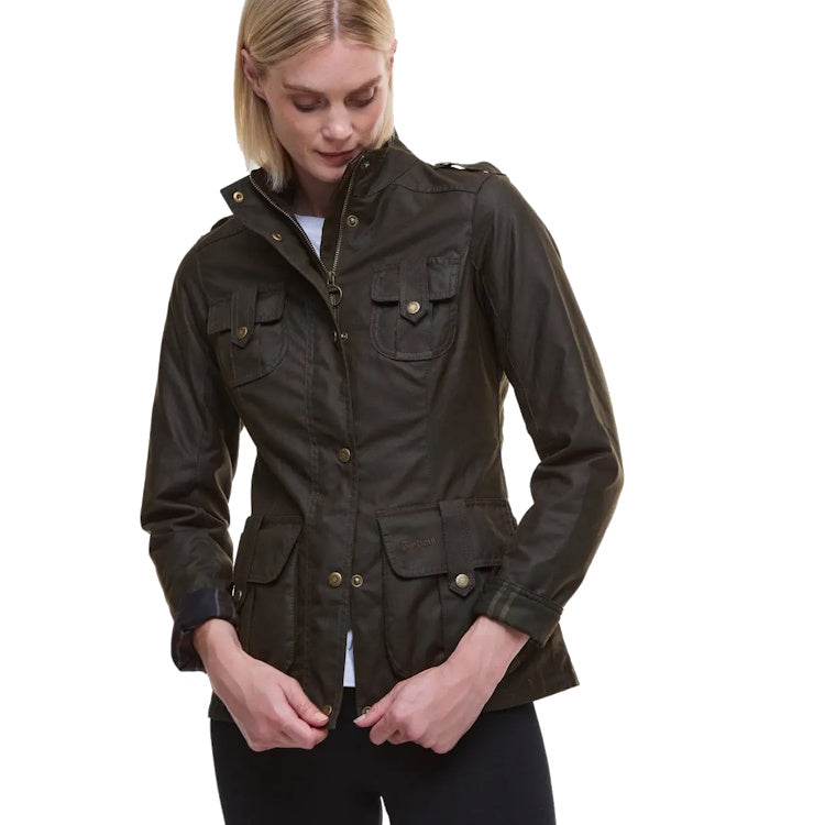 Barbour Ladies Winter Defence Wax Jacket - Olive/Classic