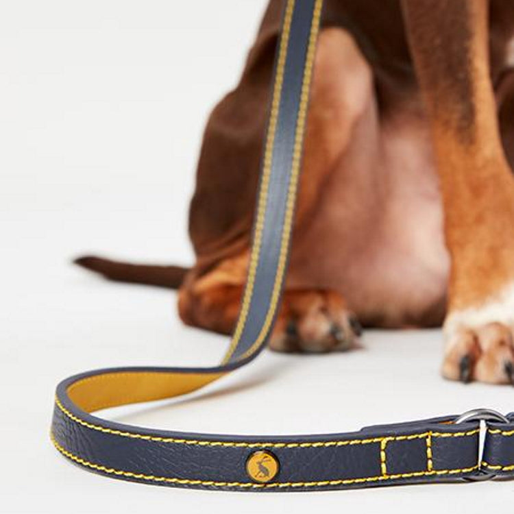 Joules Leather Dog Lead - Navy