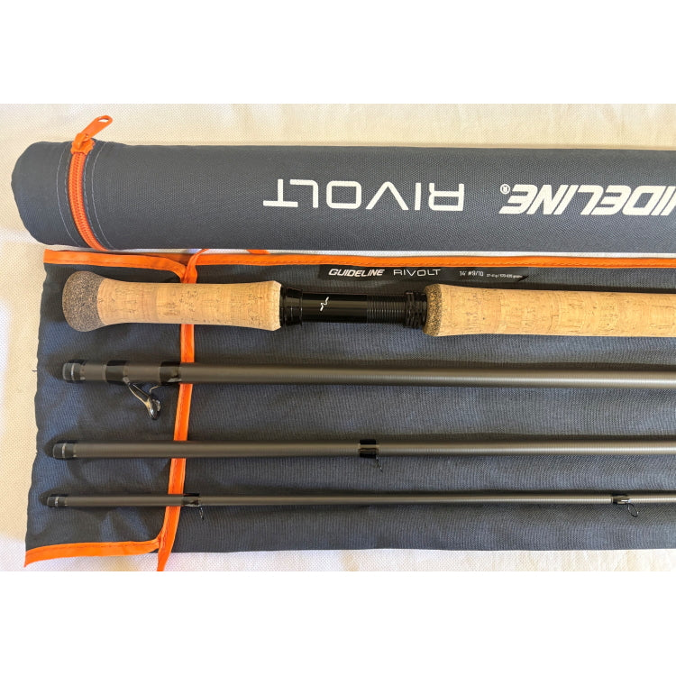 USED 14ft 0in Guideline Rivolt 9/10 Line 4 Piece Double Handed Salmon Fly Rod (134)