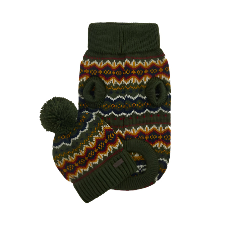 Barbour Case Fairisle Dog Gift - Olive