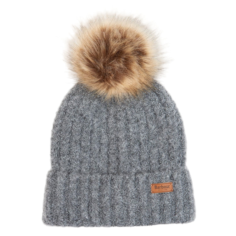 Barbour Ladies Saltburn Beanie and Tartan Scarf Gift Set - Grey Rose