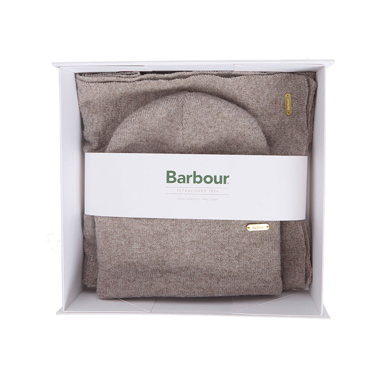 Barbour Ladies Winona Beanie and Scarf Gift Set - Taupe