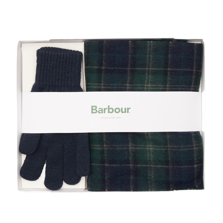 Barbour Tartan Scarf and Glove Gift Set - Green Loch Tartan